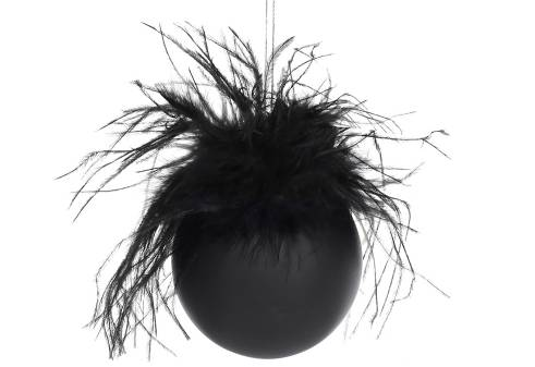 фото Набор шаров на ель домран перья 18-3185 8 см черный 6 шт.