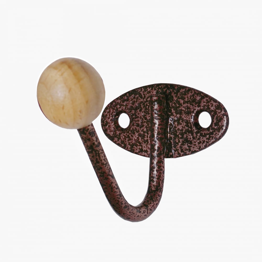 фото Трибатрон крючок-вешалка с деревянным шариком квд-1 медный антик 4332