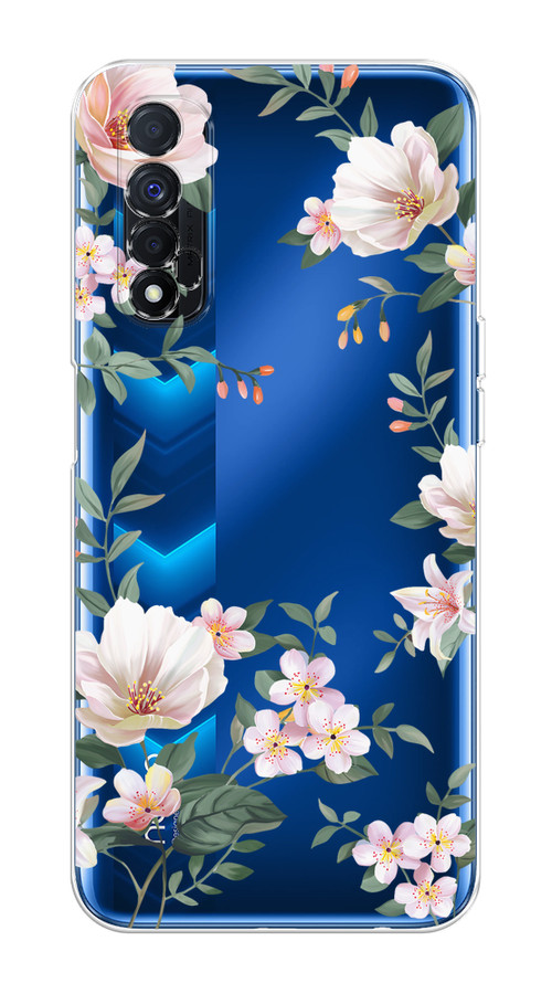 

Чехол на Oppo Realme 7 "Beautiful white flowers", Бежевый;зеленый, 254150-1