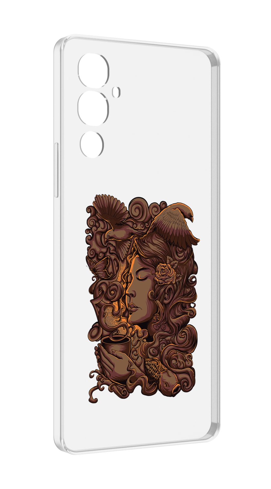 

Чехол MyPads девушка с длинными волосами абстракция для Tecno Pova 4, Прозрачный, Tocco