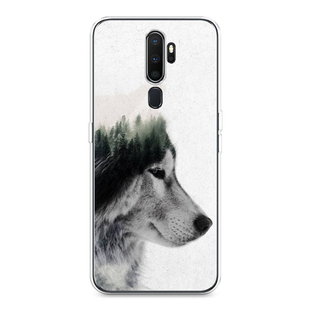 

Чехол на Oppo A5 "Волк лес", Серый;белый, 251950-1