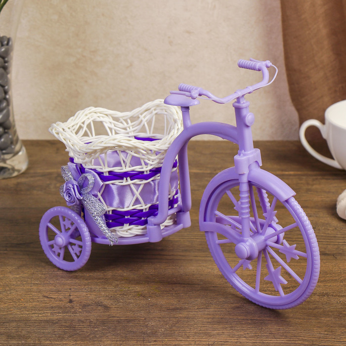 фото Корзина декоративная "велосипед цветной с корзиной-цветком" микс 17,5х25х12 см nobrand