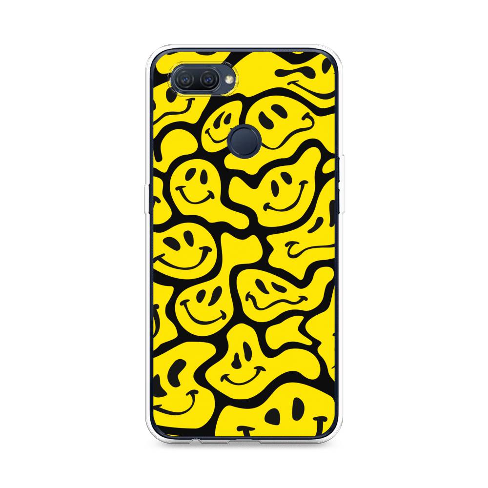 

Чехол для Oppo A12 "Расплывчатые смайлики желтые", Черный;желтый, 253450-6