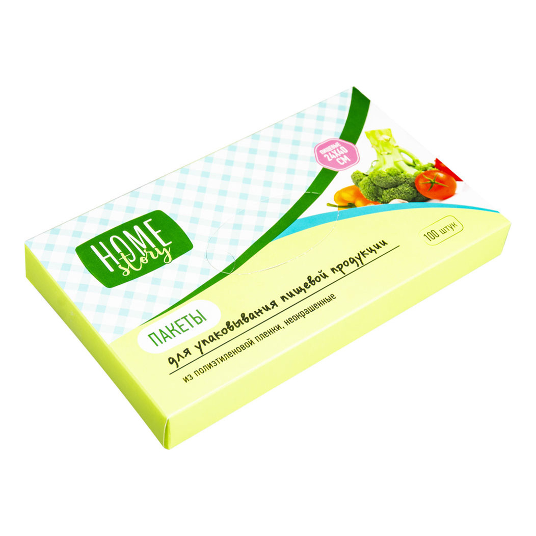 

Пакеты для упаковки продуктов Home Story 24 х 40 см 100 шт, Прозрачный