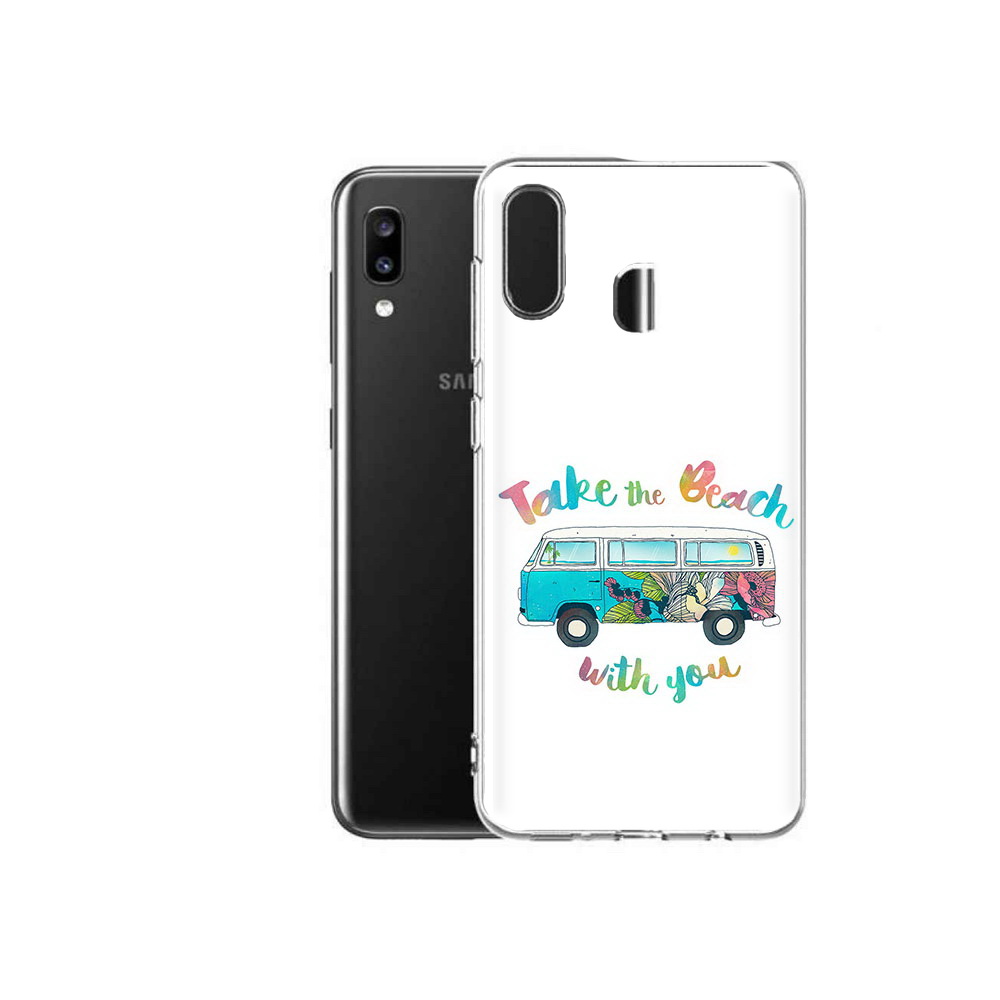 

Чехол MyPads Tocco для Samsung Galaxy A20 Хиппи автобус, Прозрачный, Tocco