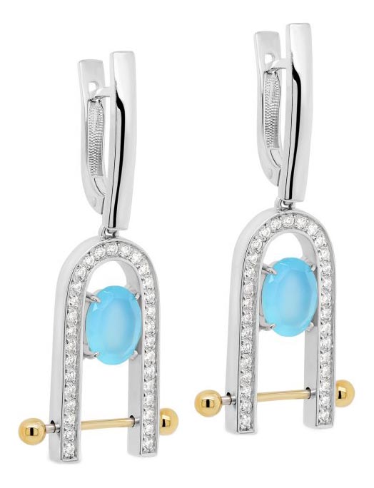 

Серьги женские Kabarovsky 12-300-80184 из серебра, агат/фианит, 12-300-80184