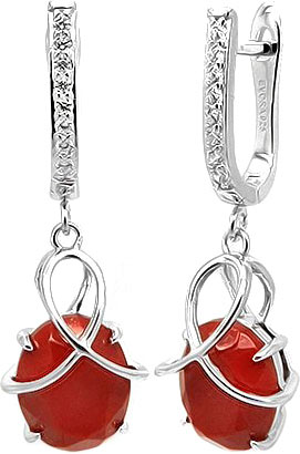 

Серьги женские Evora 635782-e из серебра, коралл/цирконий, 635782-e