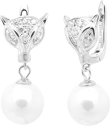 

Серьги из серебра с искусственным жемчугом/фианитом Evora 635685-e, 635685-e