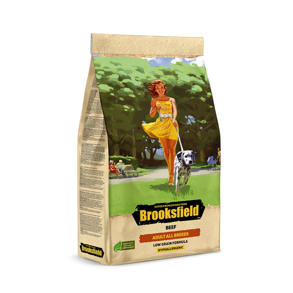 Сухой корм для собак Brooksfield Low Grain Adult Dog, с говядиной и рисом, 3 кг