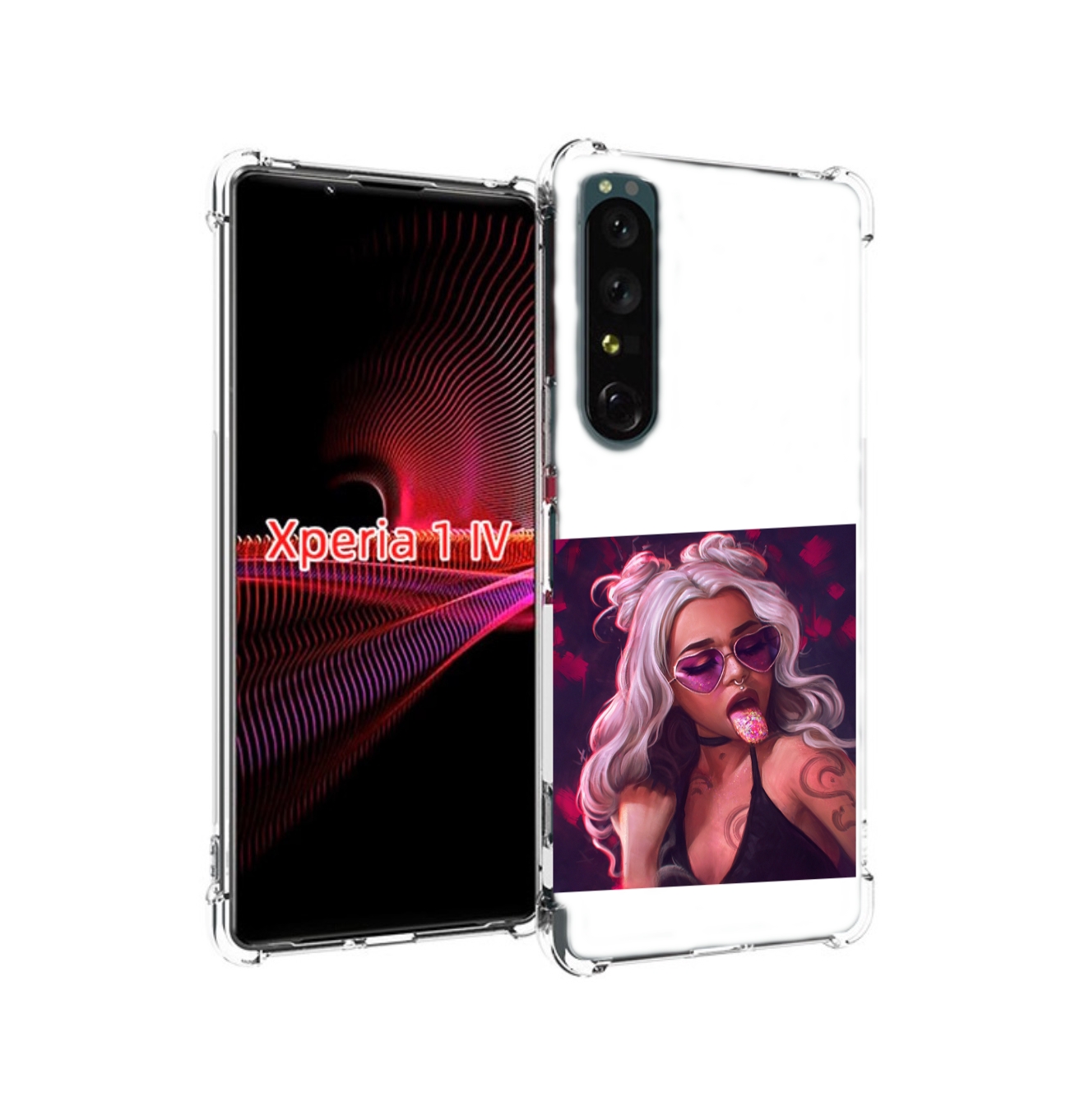 

Чехол накладка MyPads блестящий-язык женский для Sony Xperia 1 IV, Прозрачный, Tocco