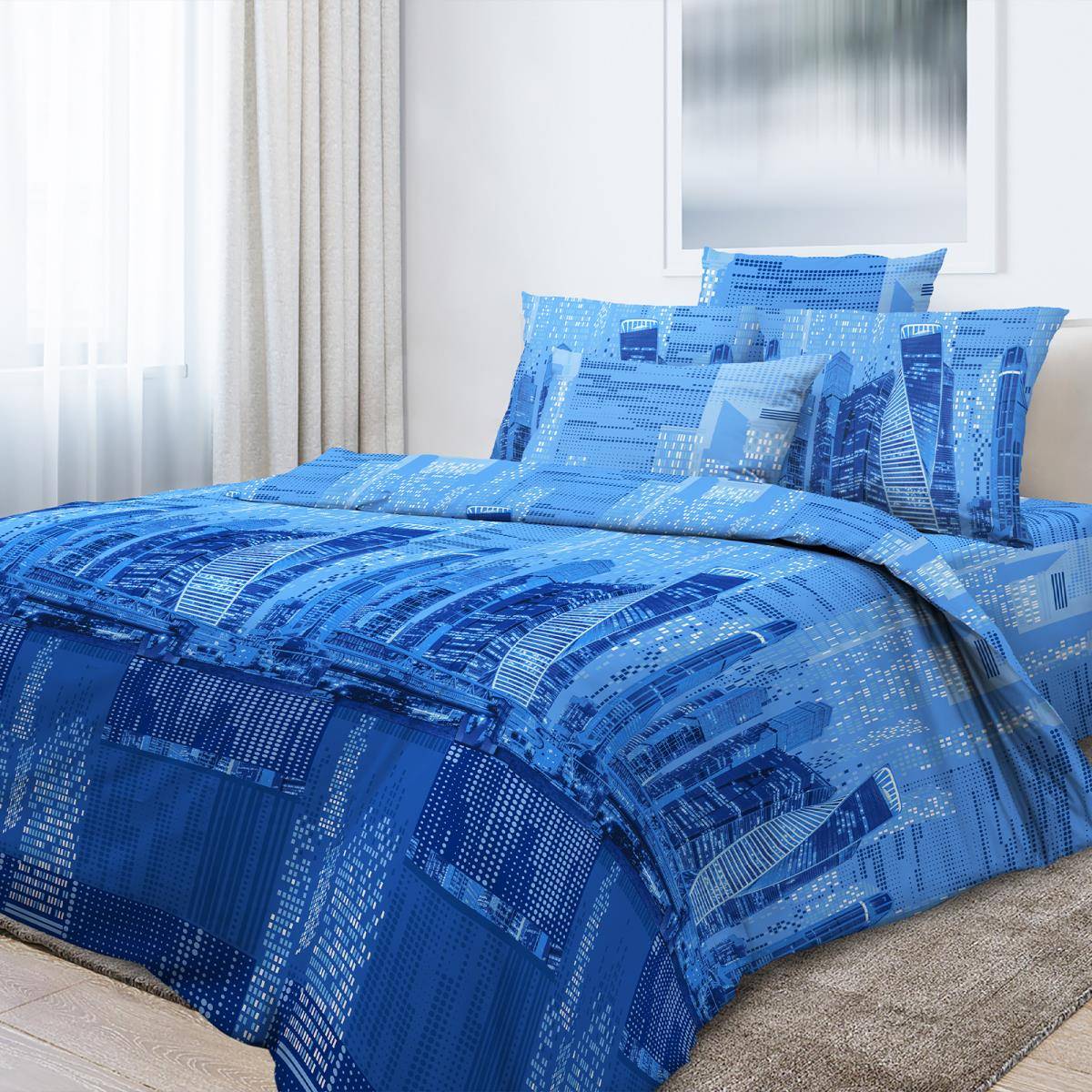 

Постельное белье Ивановотекстиль евро бязь ГОСТ Легенда скай, Легенда скай