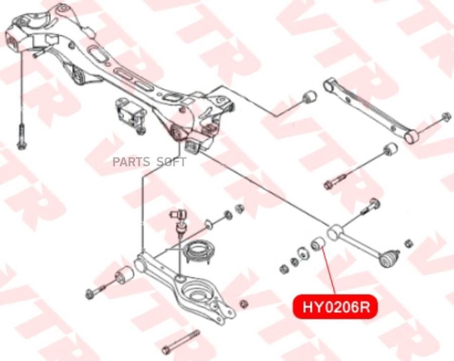 

VTR HY0206R Сайлентблок поперечного рычага задней подвески, внутренний 1шт