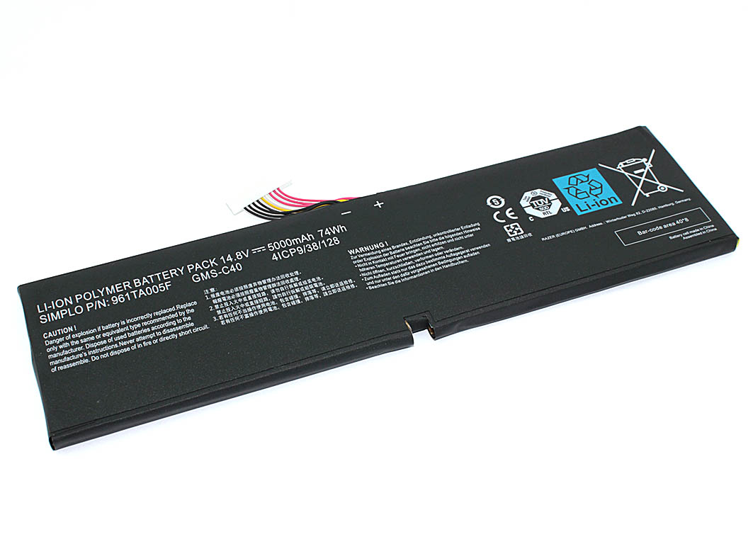 фото Аккумуляторная батарея для ноутбука razer blade pro 17 (gms-c40) 14.8v 5000mah/74wh oem