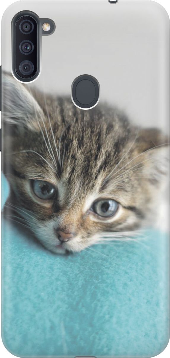 

Чехол на Samsung Galaxy A11/M11 с принтом "Котенок на пледе", Белый;голубой, 187