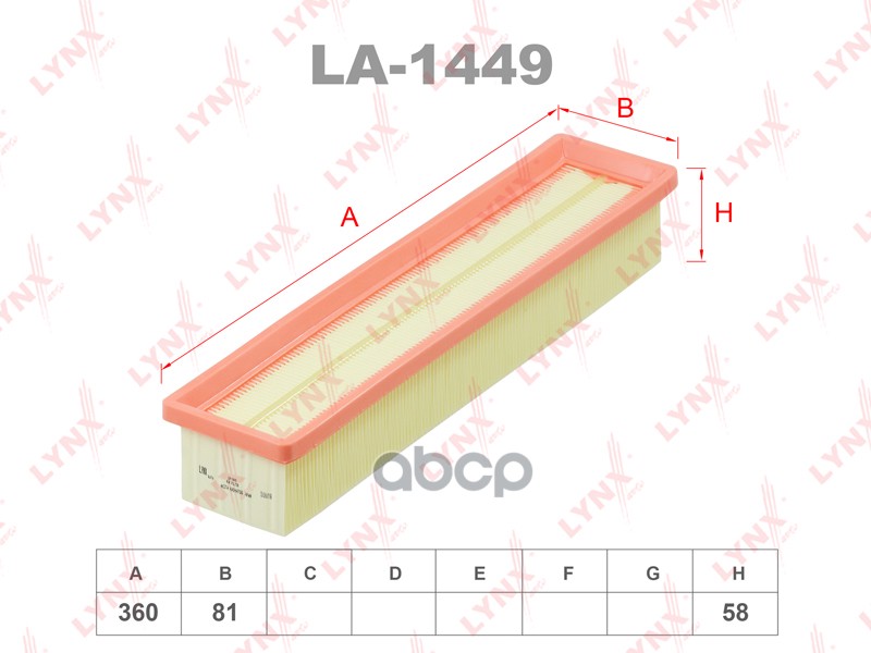 фото Фильтр воздушный la-1449 nsin0019689781 lynxauto арт. la1449