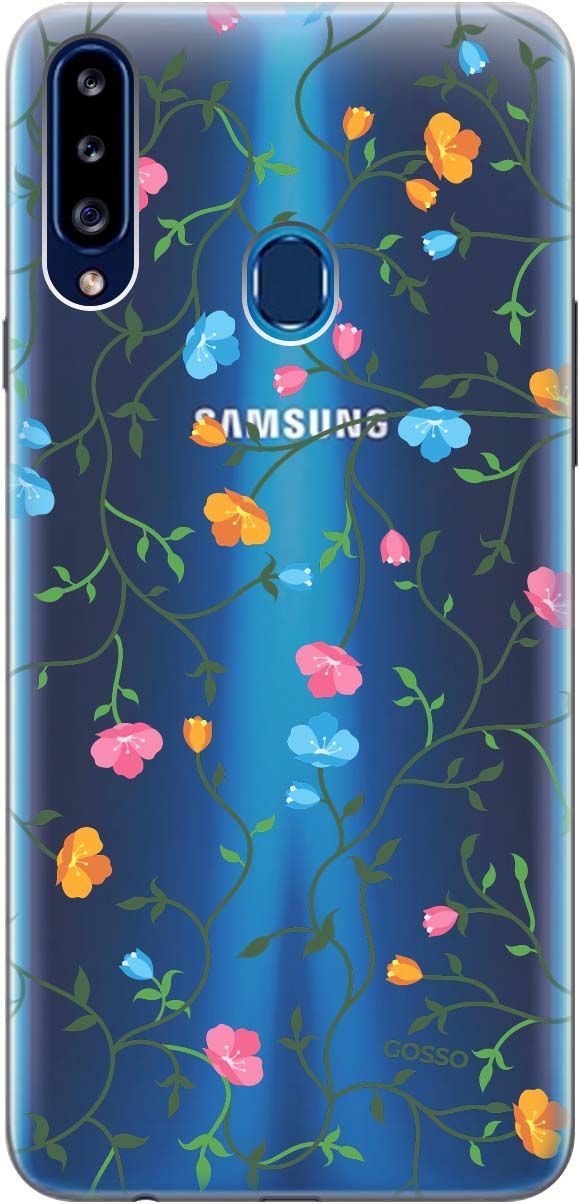 

Чехол на Samsung Galaxy A20s с принтом "Сurly Flowers" прозрачный, Прозрачный;голубой, 682