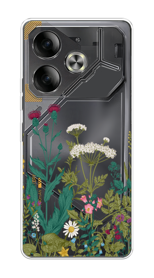 

Чехол на Tecno Pova 6 "Дикие полевые цветы", Зеленый;розовый;белый, 305350-1
