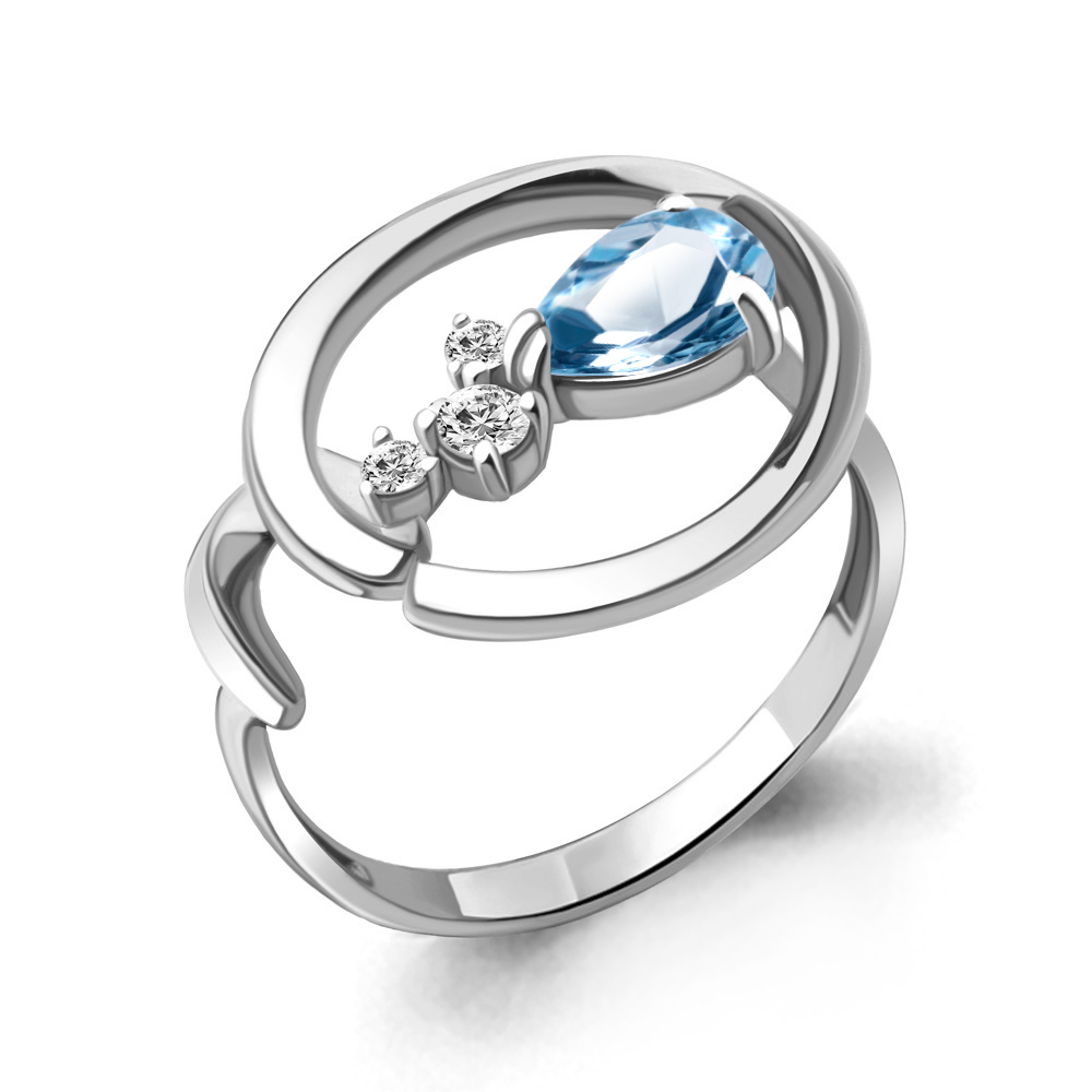 

Кольцо из серебра с топазом\фианитом Aquamarine Aquamarine 6954405А_925_р р. 18, 6954405А_925_р