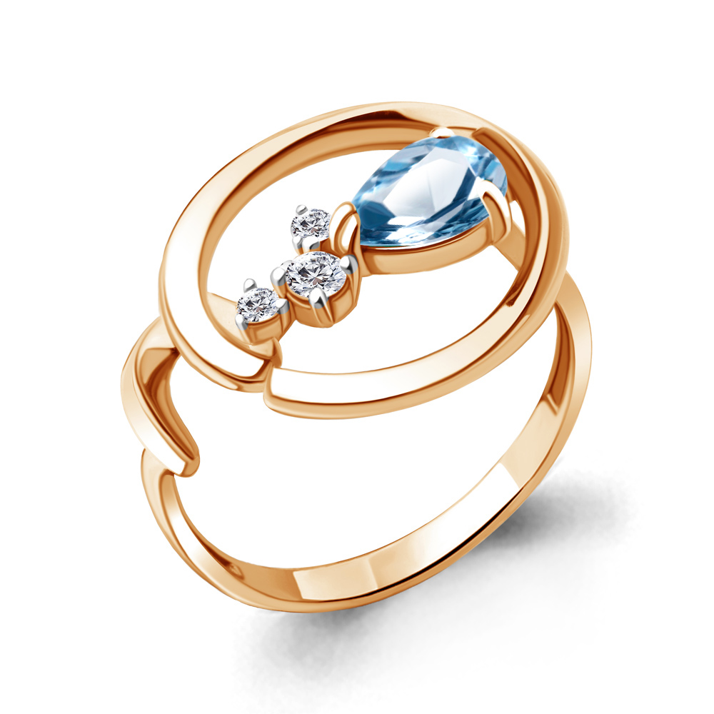 

Кольцо из серебра с топазом\фианитом Aquamarine Aquamarine 6954405А_925_з р, 6954405А_925_з