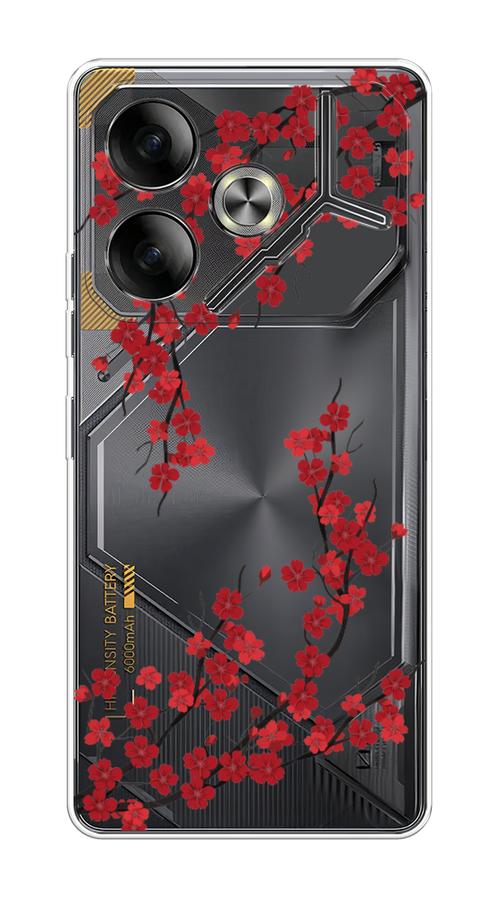 

Чехол на Tecno Pova 6 "Красная сакура", Красный;черный, 305350-1