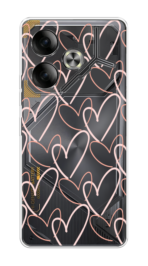 

Чехол на Tecno Pova 6 "Узор из сердечек", Розовый;бежевый, 305350-1