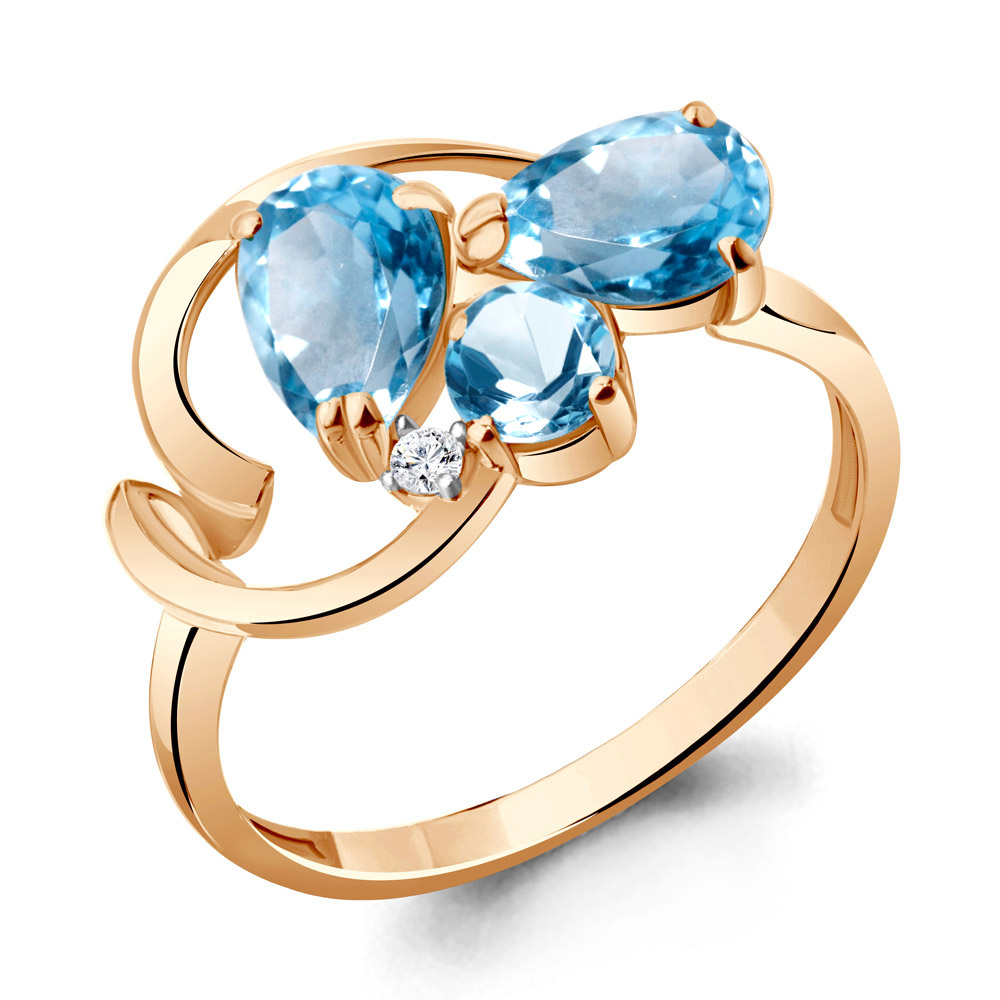 

Кольцо из серебра с топазом\фианитом Aquamarine Aquamarine 6954305А_925_з р, 6954305А_925_з
