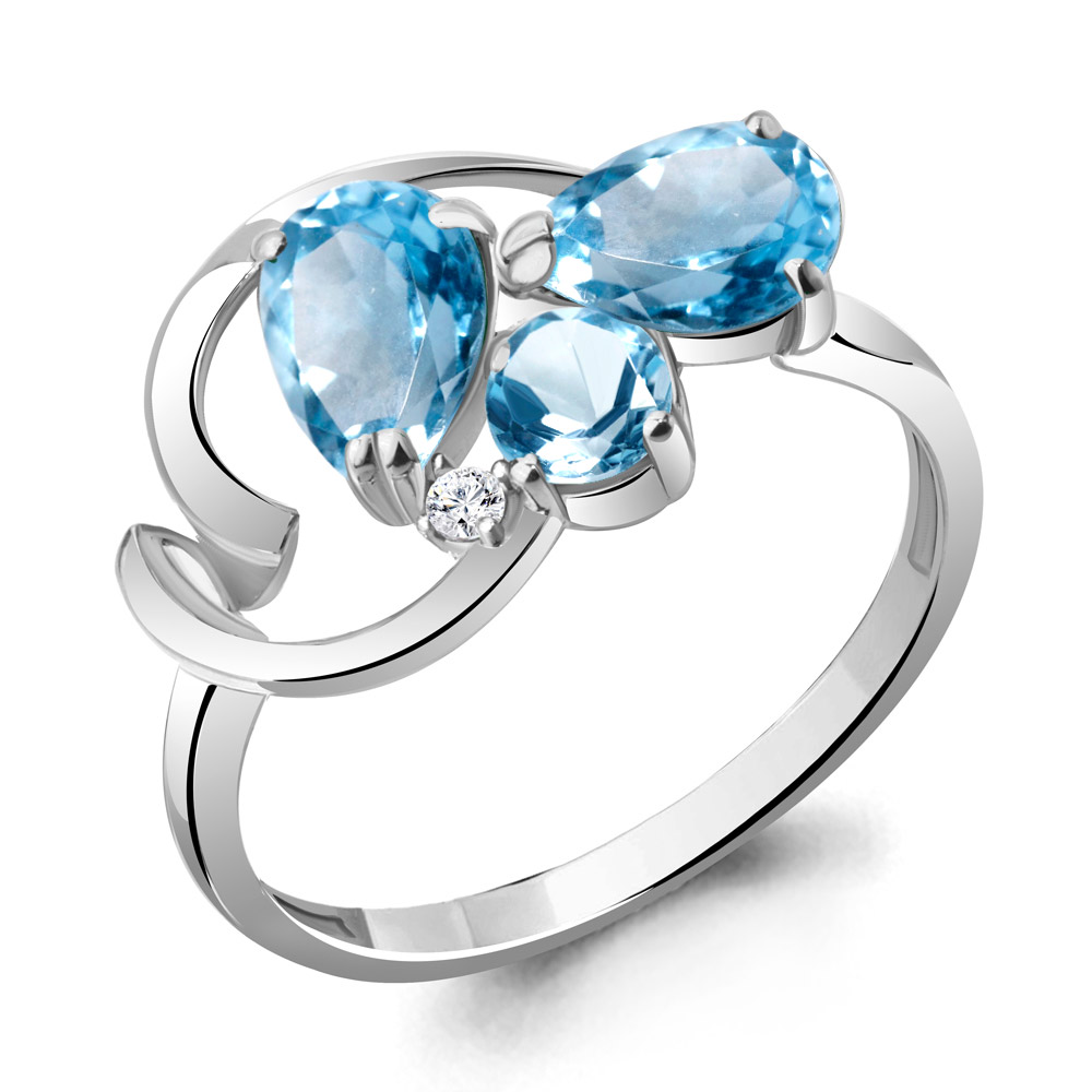 

Кольцо из серебра с топазом\фианитом Aquamarine Aquamarine 6954305А_925_р р, 6954305А_925_р