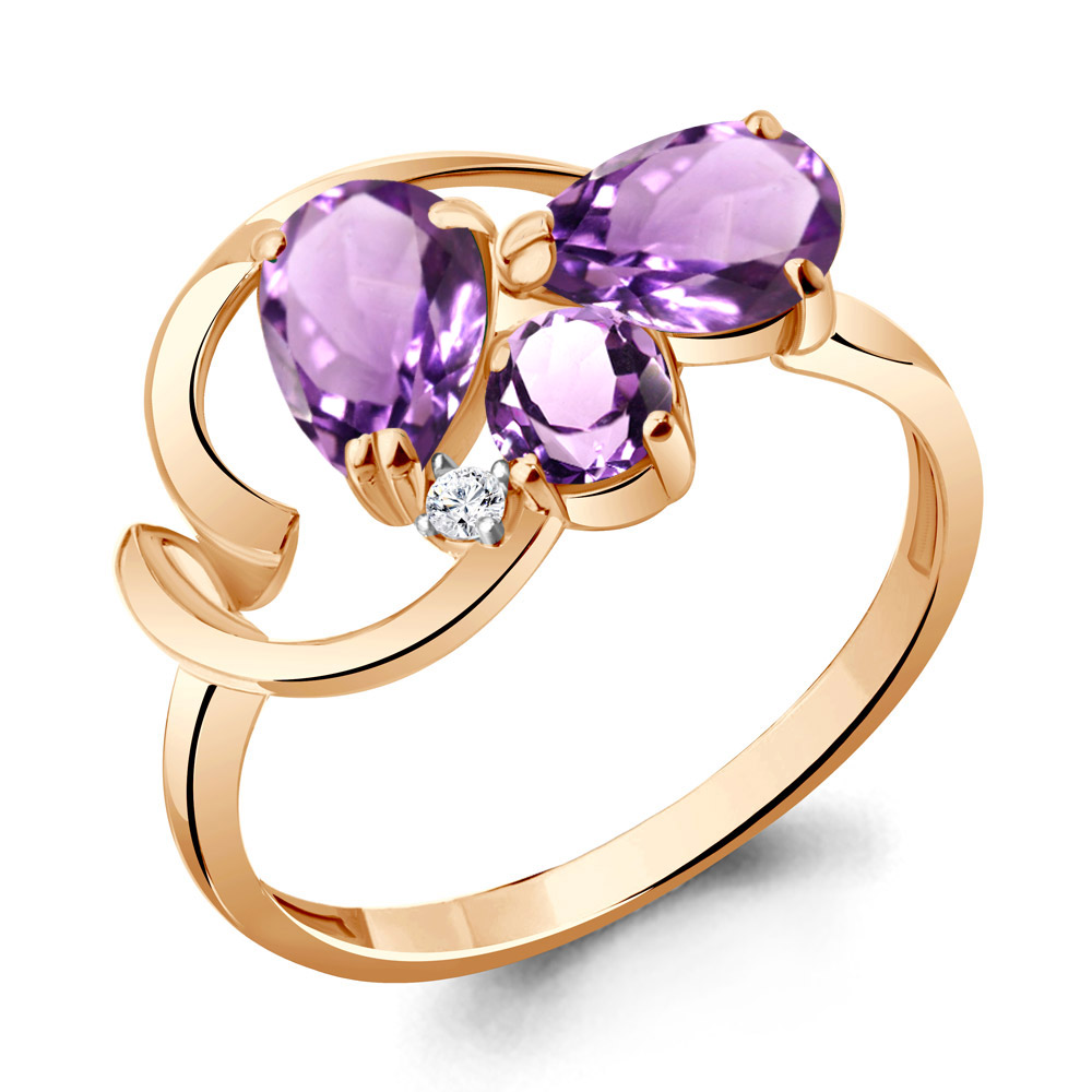 

Кольцо из серебра с аметистом Aquamarine Aquamarine 6954304А_925_з р. 16,5, 6954304А_925_з