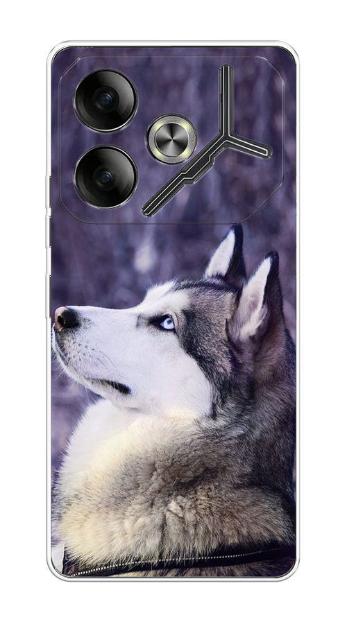 

Чехол на Tecno Pova 6 "Хаски 1", Фиолетовый;белый, 305350-1