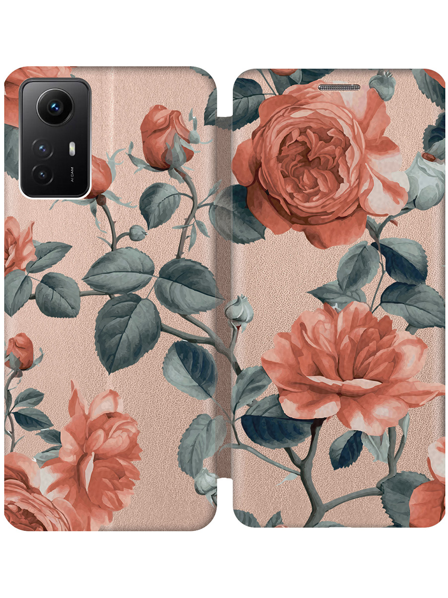 

Чехол-книжка на Xiaomi Redmi Note 12s с принтом "Винтажные розы" золотой, Золотистый;зеленый;красный, 778676923