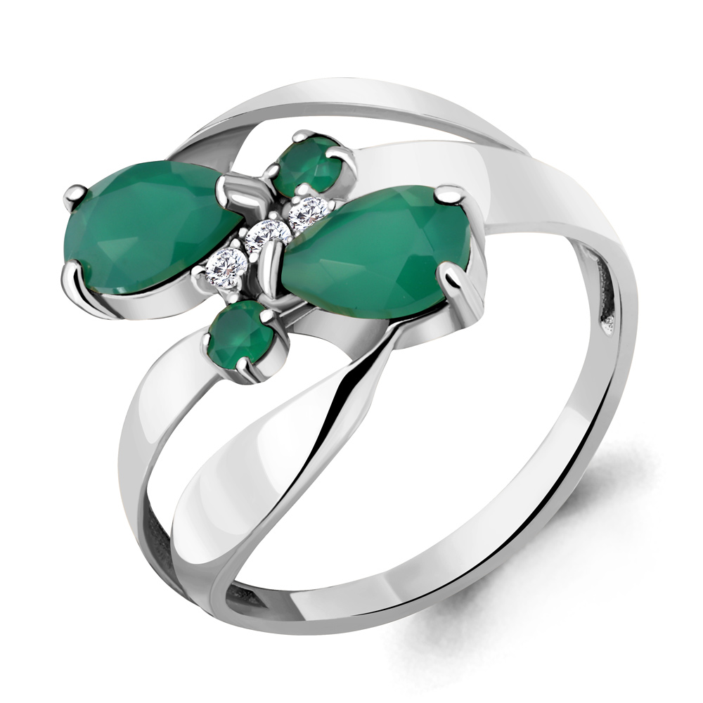 

Кольцо из серебра с агатом\фианитом Aquamarine Aquamarine 6954209А_925_р р, 6954209А_925_р