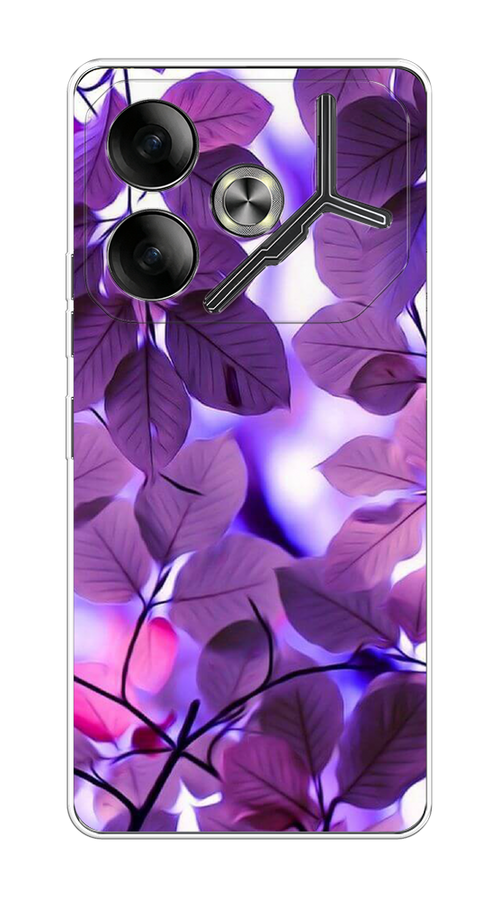 

Чехол на Tecno Pova 6 "Сиреневые листики", Фиолетовый;голубой, 305350-1