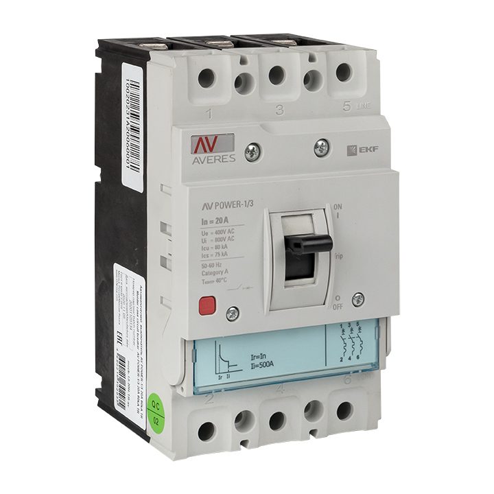 фото Автоматический выключатель ekf averes av power-1/3 mccb-13-20h-tr-av  20а 80ka tr