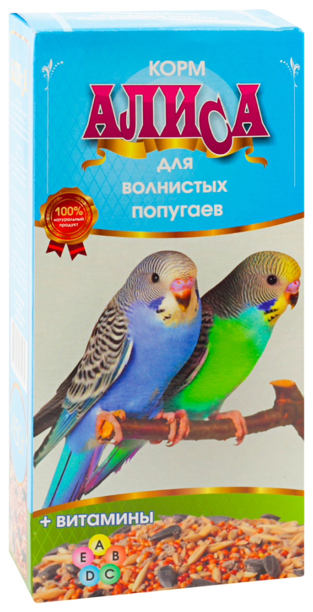 Сухой корм для волнистых попугаев Алиса с витаминами, 450 г