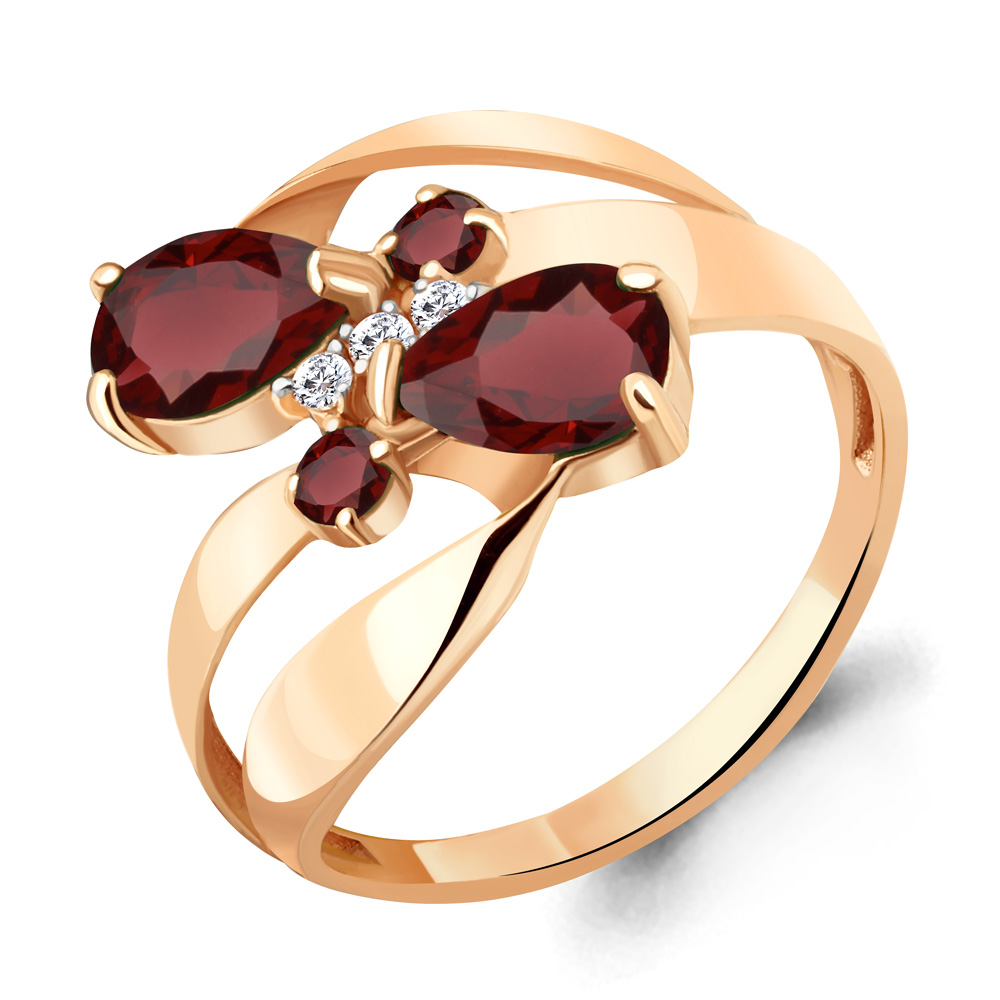 

Кольцо из серебра с гранатом Aquamarine Aquamarine 6954203А_925_з р. 17, 6954203А_925_з