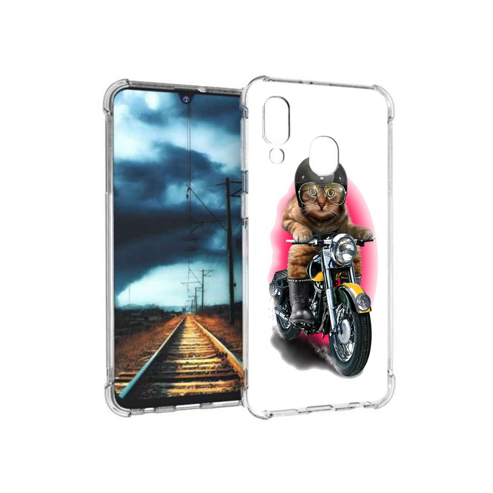

Чехол MyPads Tocco для Samsung Galaxy A40 мото-кот (PT128655.504.485), Прозрачный, Tocco