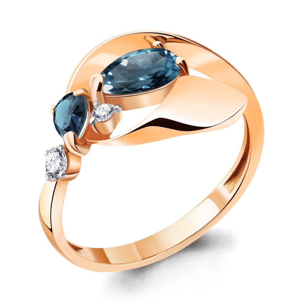 

Кольцо из серебра с топазом\фианитом Aquamarine Aquamarine 6954108А_925_з р, 6954108А_925_з