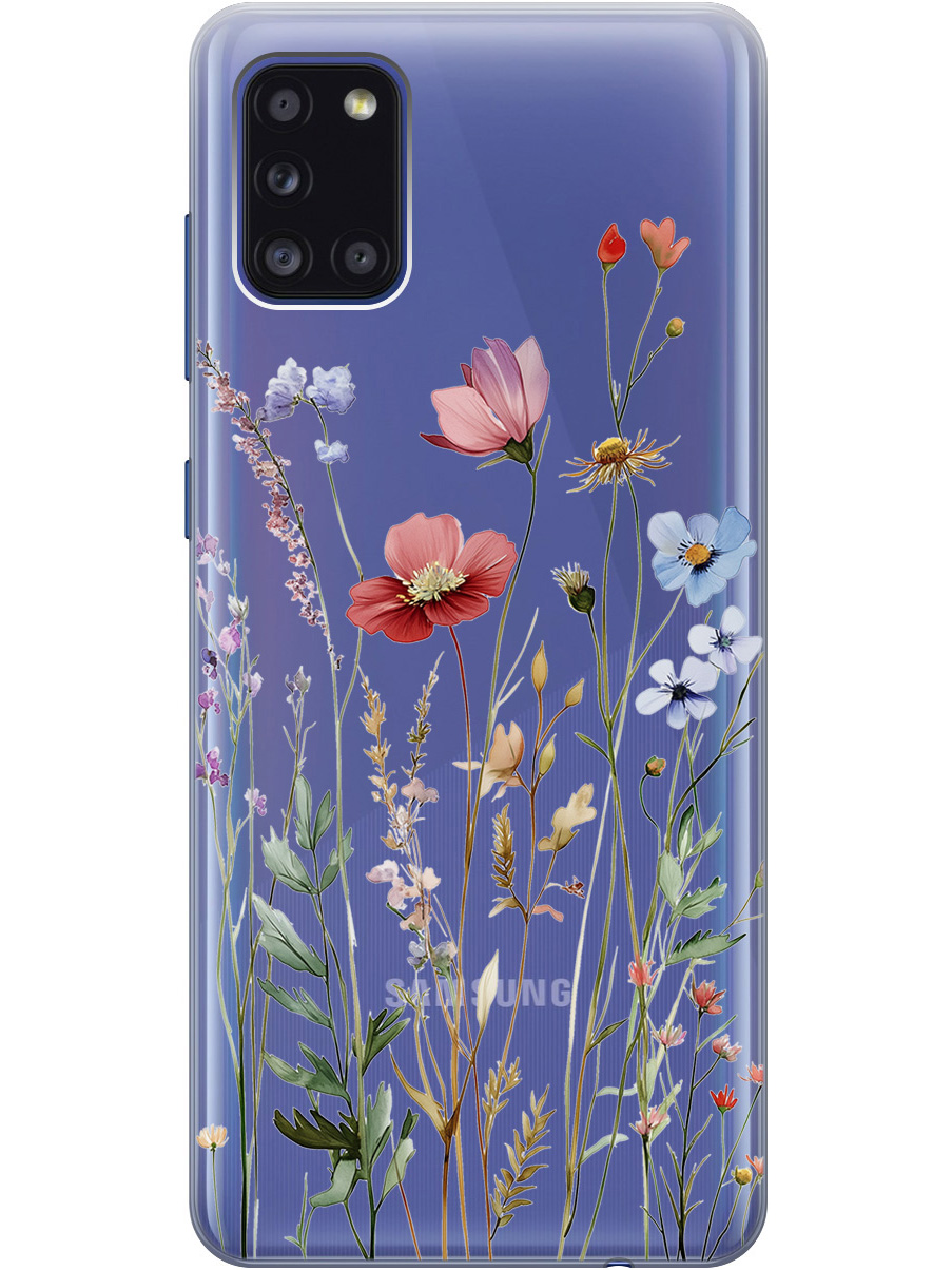 

Силиконовый чехол на Samsung Galaxy A31 с принтом "Милые цветочки" прозрачный, Прозрачный;зеленый;красный, 722871923