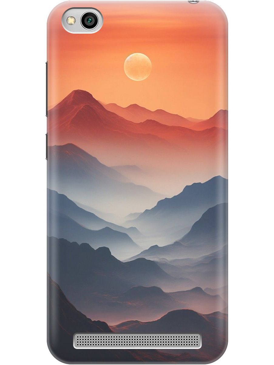 

Силиконовый чехол на Xiaomi Redmi 5A с принтом "Луна над горами", Прозрачный;оранжевый;черный, 716846410