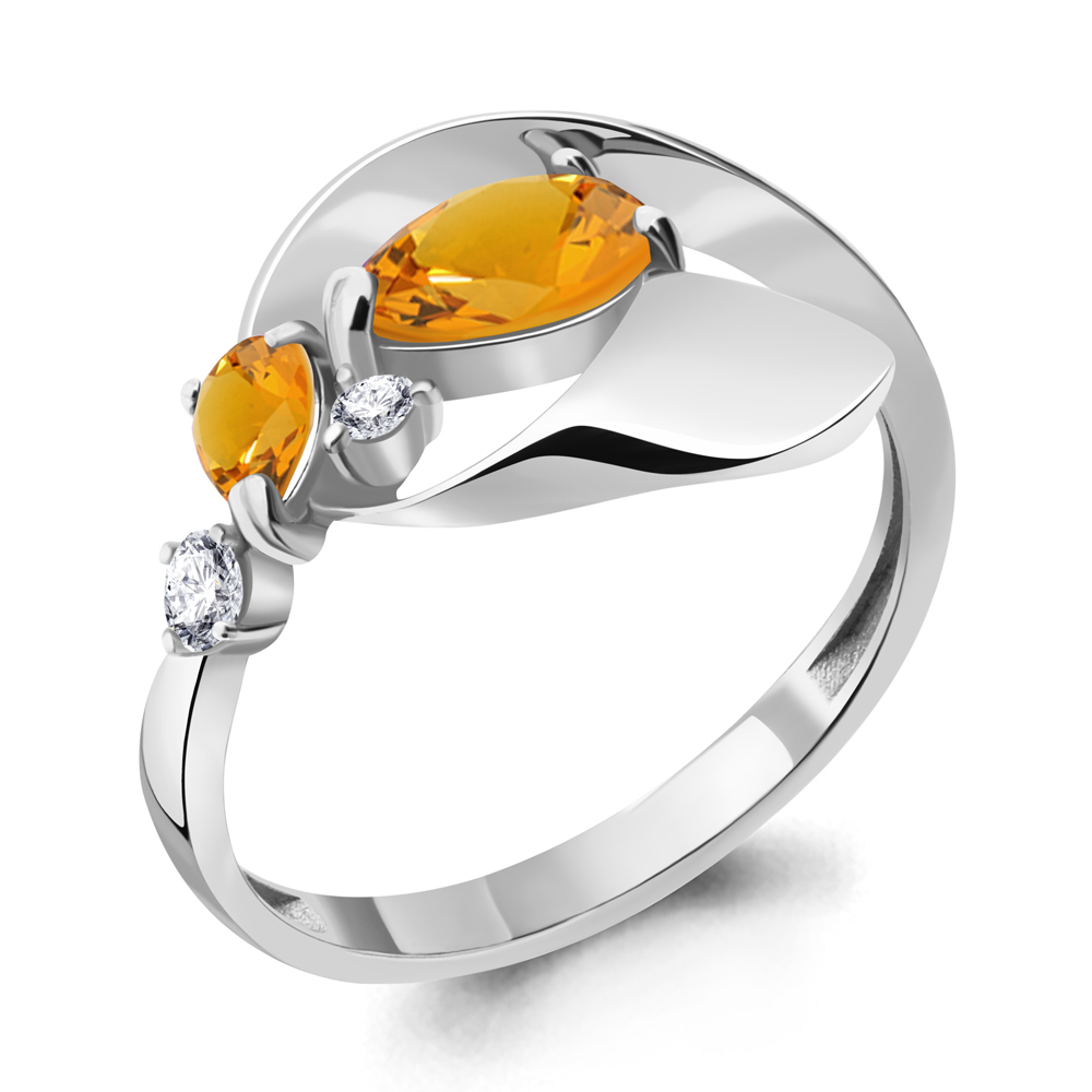 

Кольцо из серебра с цитрином\фианитом Aquamarine Aquamarine 6954106А_925_р р, 6954106А_925_р