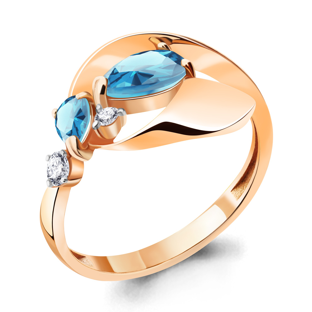 

Кольцо из серебра с топазом\фианитом Aquamarine Aquamarine 6954105А_925_з р, 6954105А_925_з