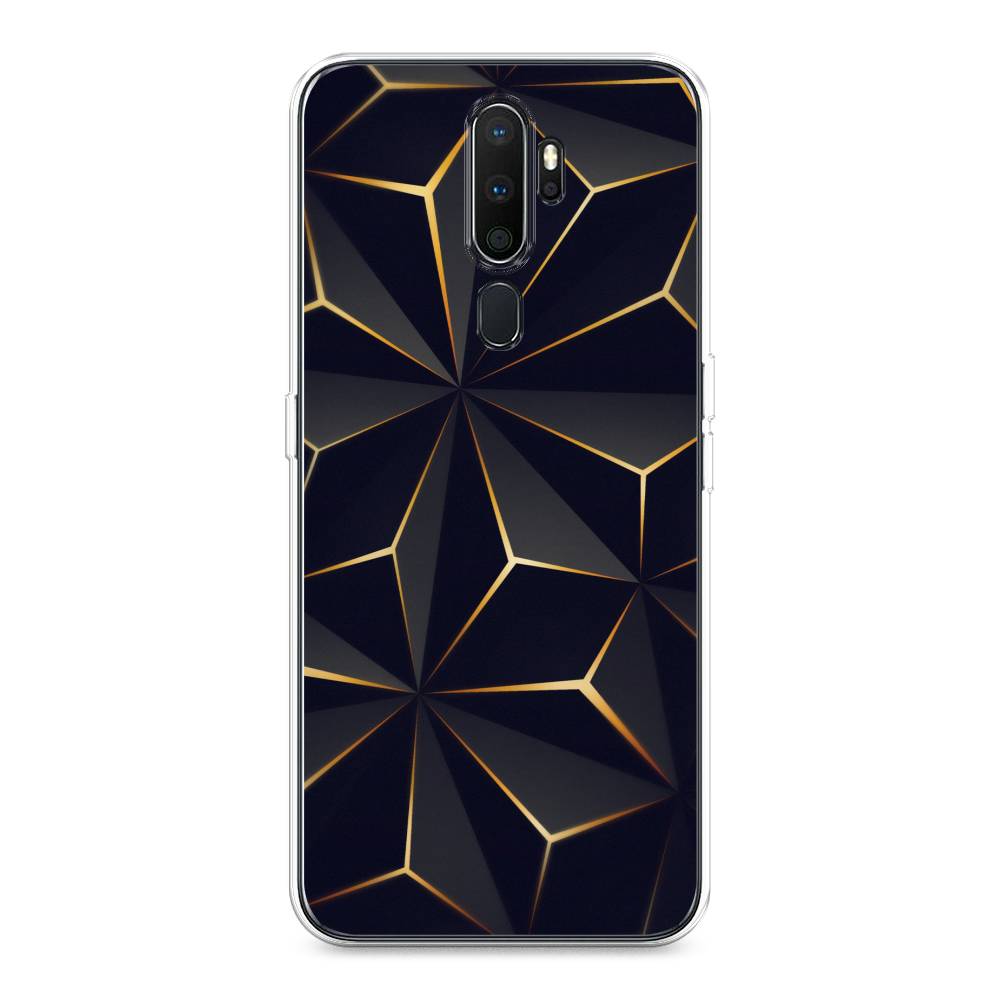

Чехол на Oppo A5 "Черные полигоны", Золотистый;черный, 251950-3