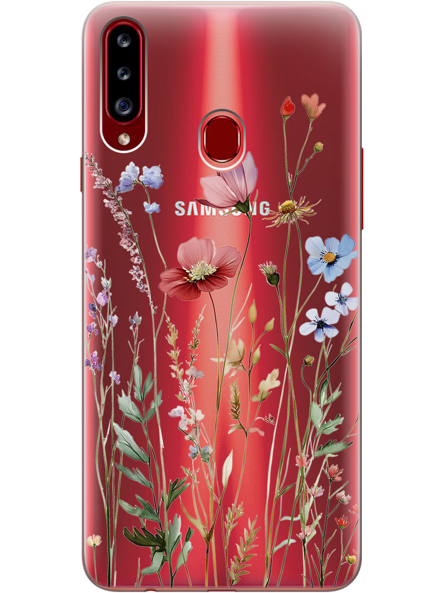 

Силиконовый чехол на Samsung Galaxy A20s с принтом "Милые цветочки" прозрачный, Прозрачный;зеленый;красный, 722003323