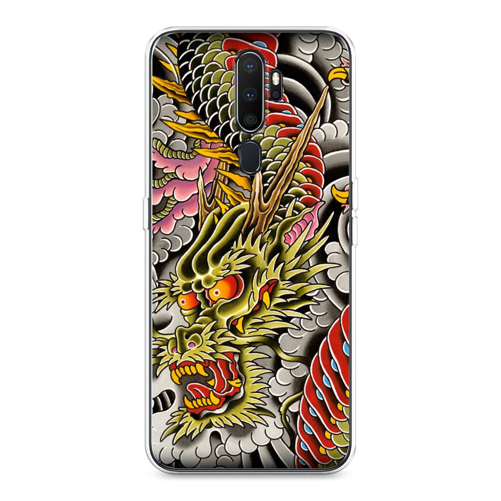 

Чехол на Oppo A5 "Японский дракон", Желтый;розовый;красный, 251950-4