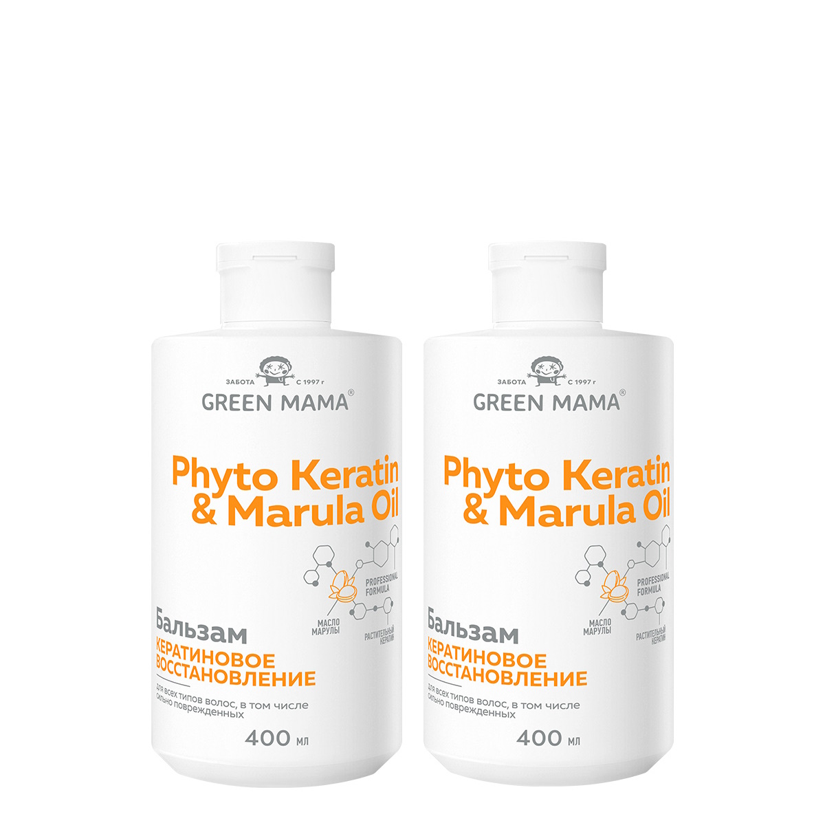 

Бальзам для восстановления волос Green Mama Phyto Keratin & Marula Oil 400 мл 2 шт