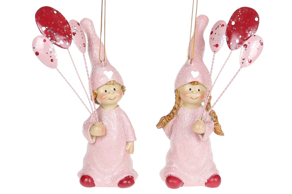 фото Набор елочных игрушек домран дети с воздушными шарами 823-190 12 см 12 шт. розовый