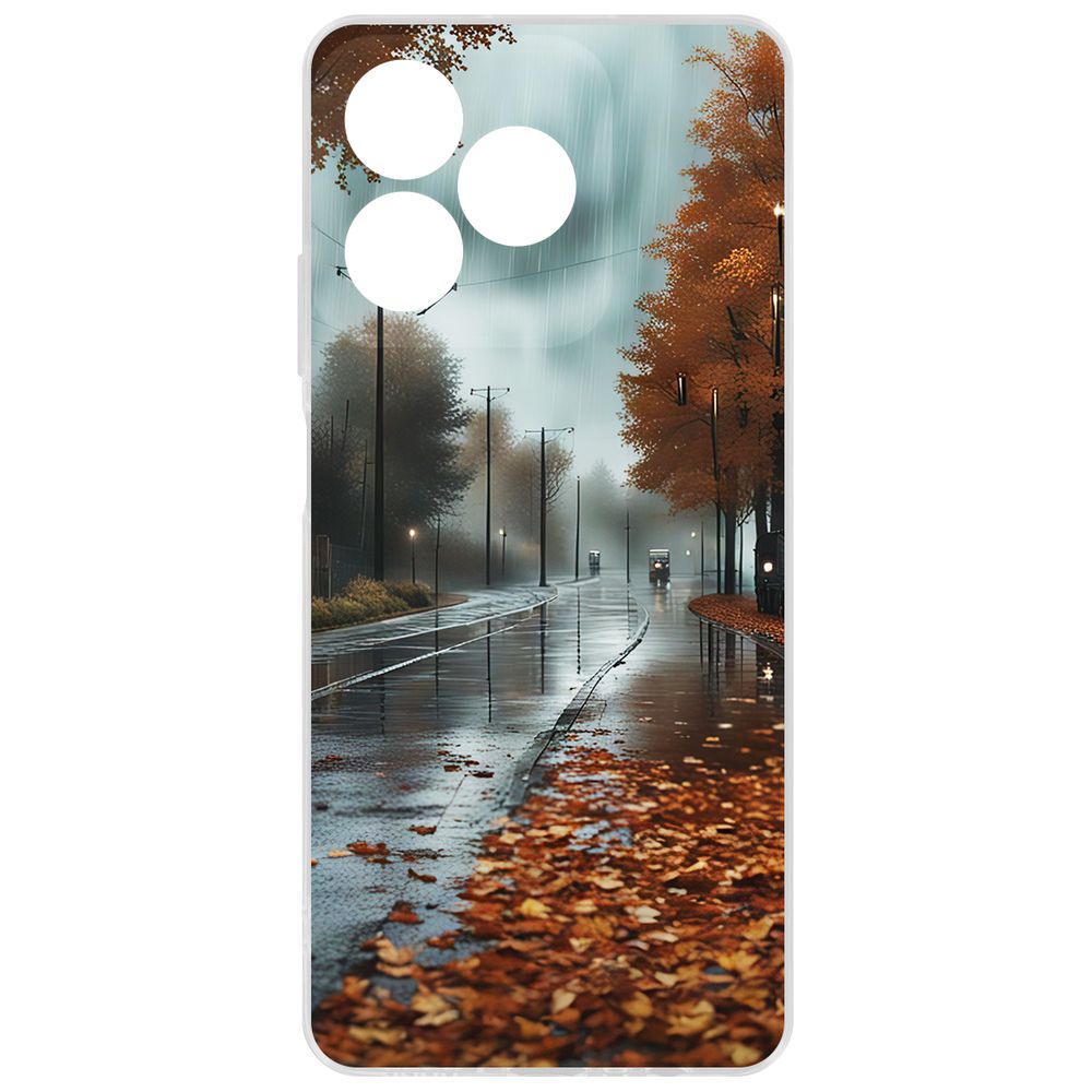 

Чехол-накладка Krutoff Clear Case Осенний дождь для Realme Note 50, Прозрачный
