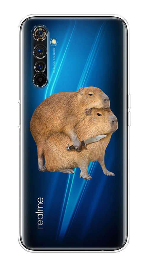 

Чехол на Realme 6 Pro "Капибара с ножом", Бежевый, 252850-1