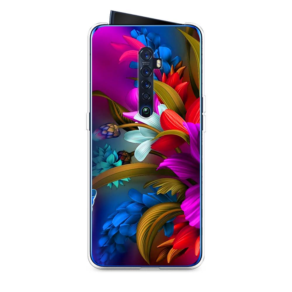 

Чехол на Oppo Reno 2 "Фантастические цветы", Фиолетовый;красный;синий, 253550-2