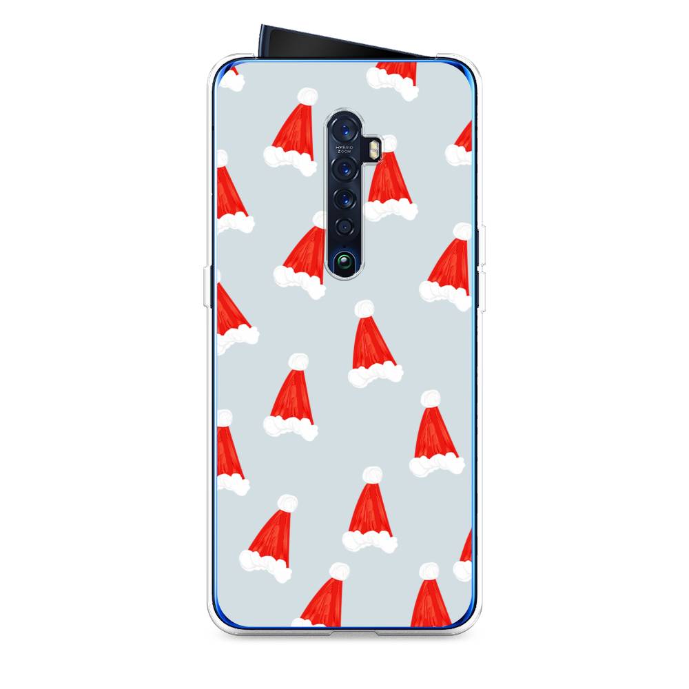 

Чехол на Oppo Reno 2 "Новогодние шапочки", Белый;красный;серый, 253550-5